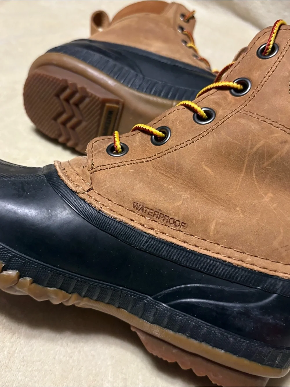 Sorel Men's Brown and Black Waterproof Lace-Up Duck Boots